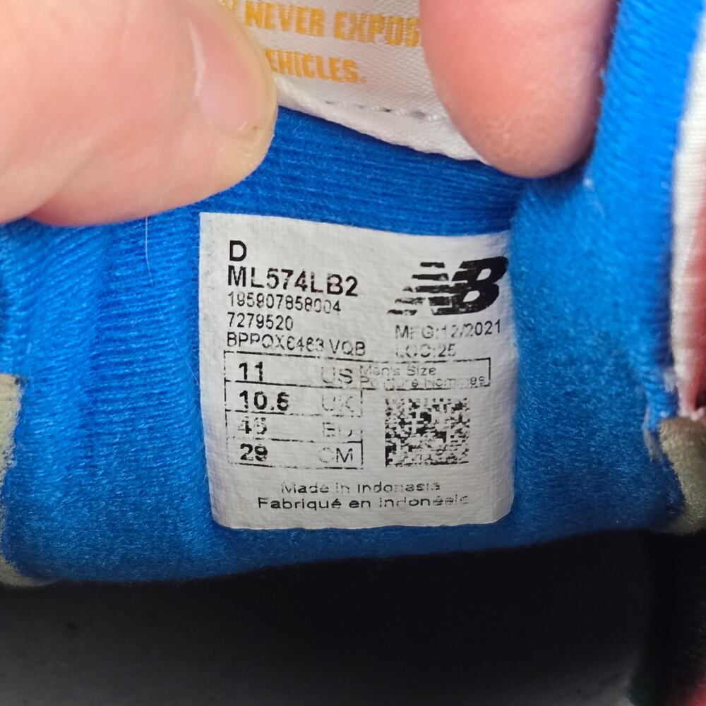 New Balance Mens 11D 574 Black Grey Royal Casual Classic Daily Sneaker ML574LB2 - Picture 13 of 13